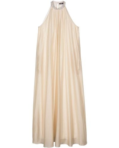 Peserico Rhinestone-embellished Maxi Dress - Natural