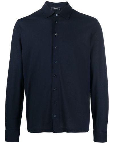 Herno Spread-collar Cotton Shirt - Blue