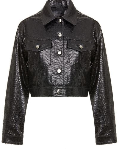 Giuseppe Zanotti Claudine Python-effect Leather Jacket - Black