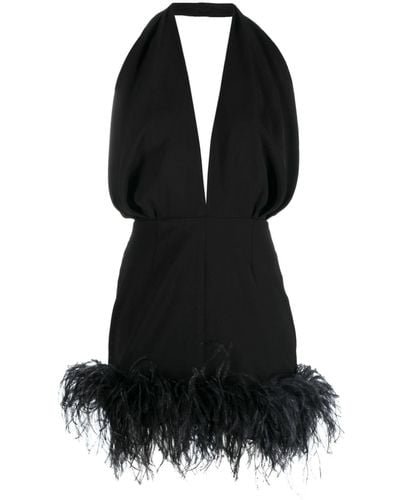 16Arlington Isolde Feather-trim Minidress - Black