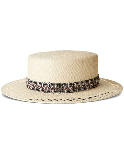 Maison Michel Kiki Straw Canotier Hat - Natural