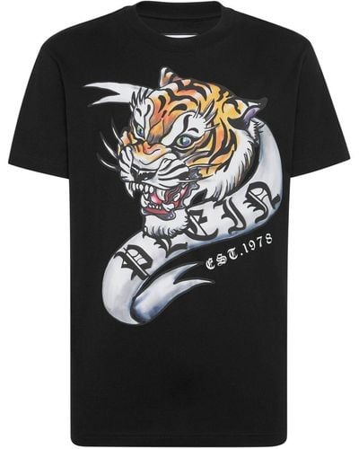 Philipp Plein Ss Tattoo Tiger-printed T-shirt - Black