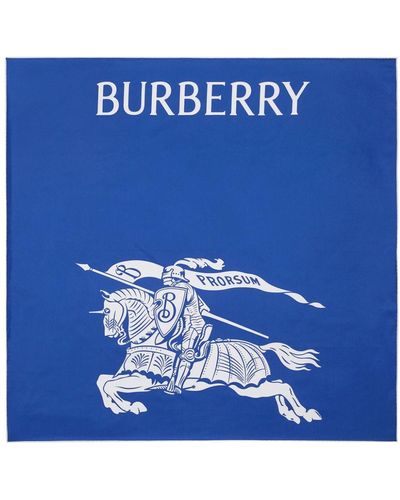 Burberry Equestrian Knight Silk Scarf - Blue