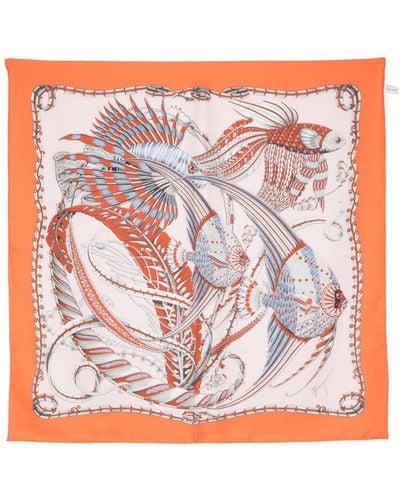 Ferragamo Fish-print Silk Scarf - Pink