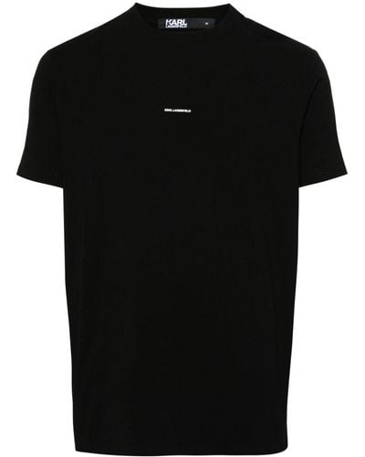 Karl Lagerfeld T-Shirt mit gummiertem Logo - Schwarz