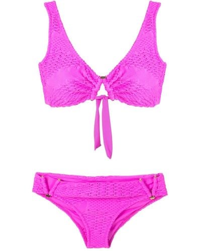 Amir Slama Woven Cut-out Bikini Set - Pink