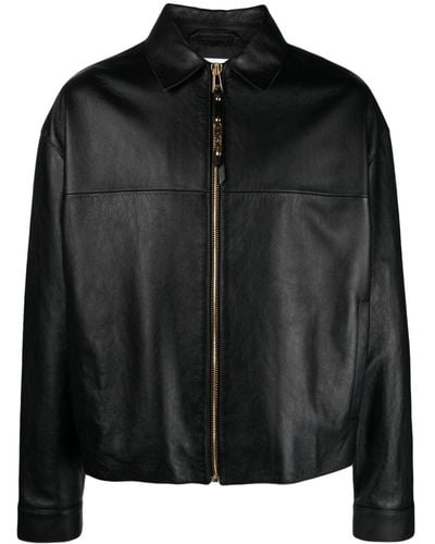 Moschino Zipped-up Leather Jacket - Black