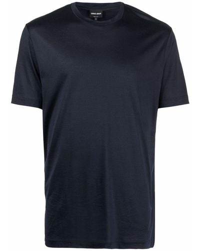 Giorgio Armani Round-neck Jersey T-shirt - Blue