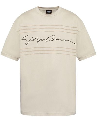 Giorgio Armani T-Shirt mit Logo-Print - Natur