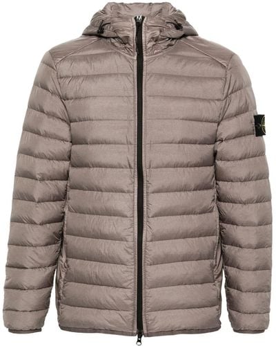 Stone Island Compass-patch Hooded Padded Jacket - Brown