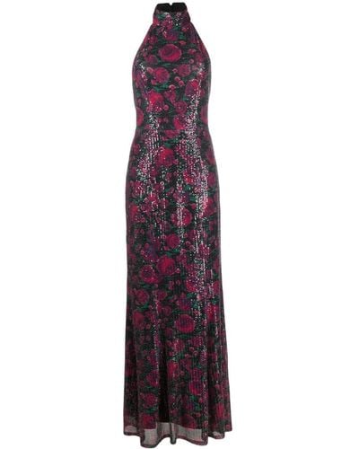 ROTATE BIRGER CHRISTENSEN Rose-pattern Sequin Maxi Dress - Purple