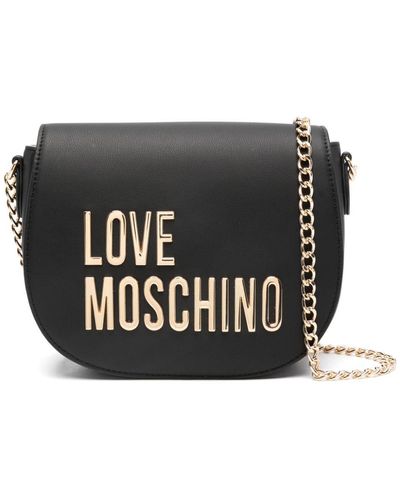 Love Moschino Sac à bandoulière en cuir artificiel à logo - Noir