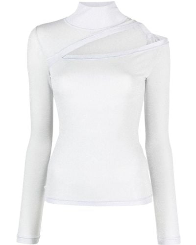 Patrizia Pepe Cut-out Long-sleeve Lurex Top - White