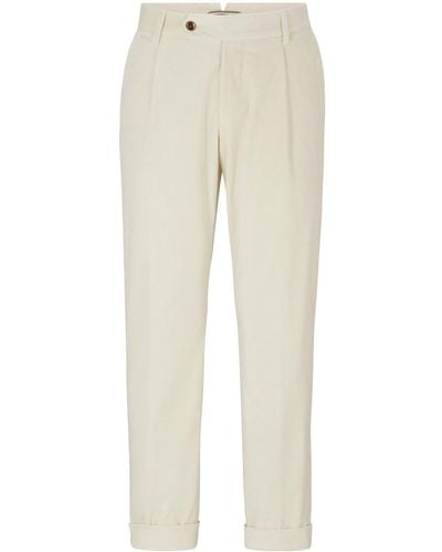 BOSS Pleated Corduroy Trousers - Natural