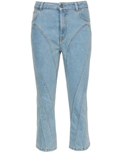 Mugler Cropped-Jeans mit hohem Bund - Blau