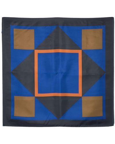 Saint Laurent Pañuelo de seda orgánica con estampado geométrico - Azul