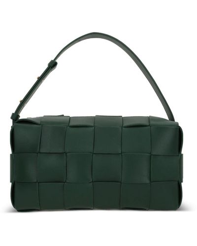 Bottega Veneta Brick Cassette Leather Shoulder Bag - Green