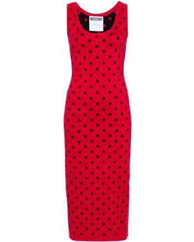 Moschino Robe en maille à pois - Rouge