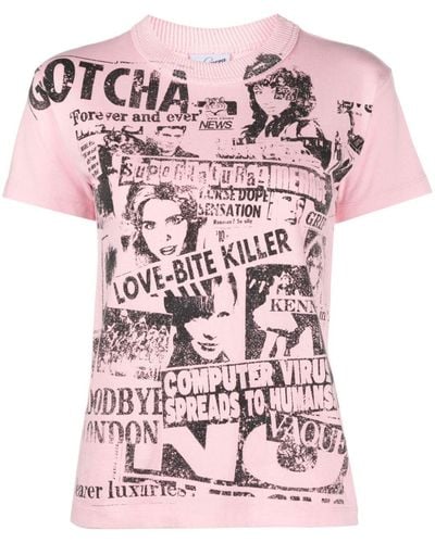 VAQUERA Newsprint Cotton T-shirt - Pink
