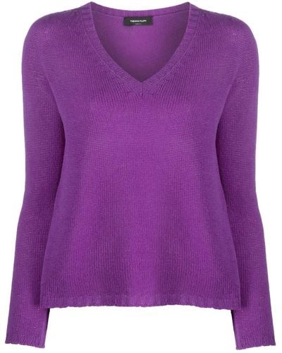 Fabiana Filippi V-neck Cashmere Knitted Top - Purple