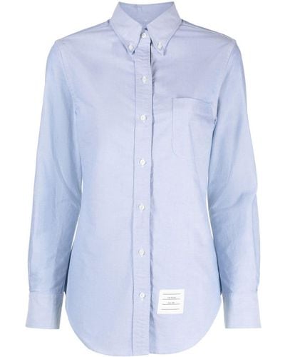 Thom Browne Button-down Cotton Oxford Shirt - ブルー