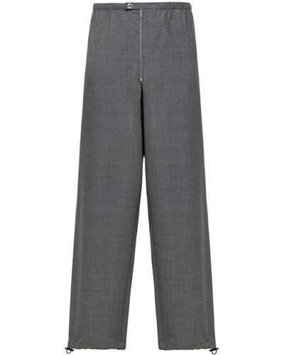 Prada Virgin Wool Straight Pants - Gray