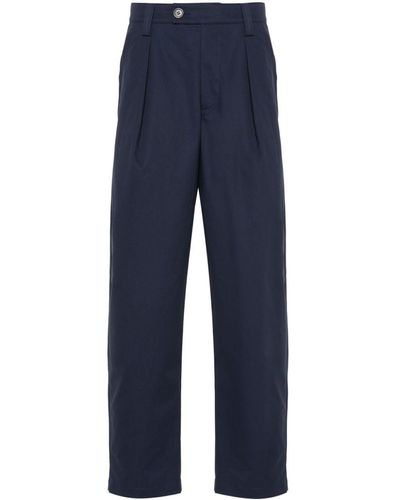 A.P.C. Gabardine Pleated Tapered Trousers - Blue