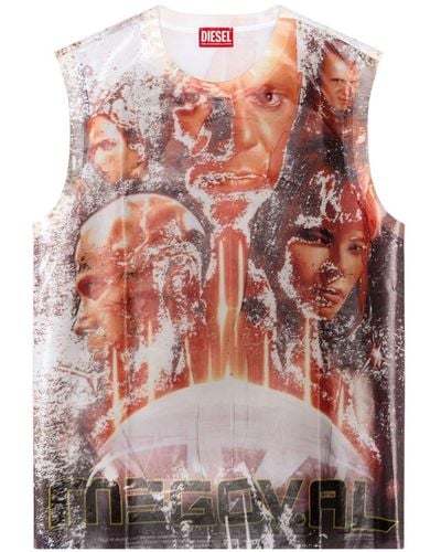 DIESEL Shiny Tank Top With Film Print - Multicolor