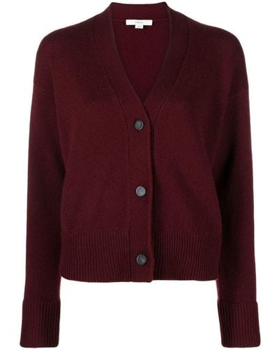 Vince Wool-cashmere Fine-knit Cardigan - Red