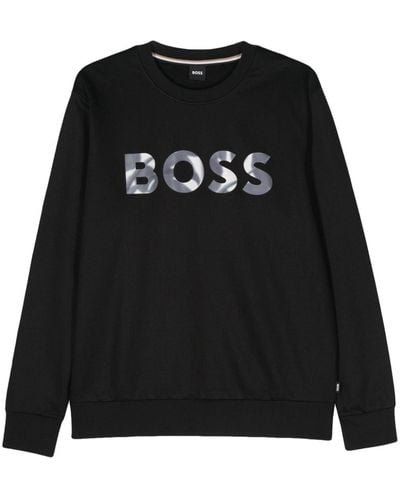BOSS Logo-print Cotton Sweatshirt - Black