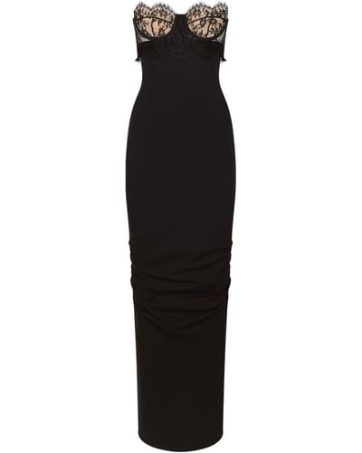 Dolce & Gabbana Robe longue sans manches à détail en dentelle - Noir