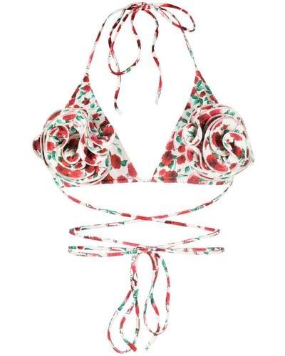 Magda Butrym Top de bikini con apliques florales - Rojo