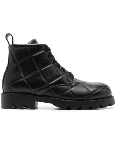 Bottega Veneta Ankle Length Leather Boots - Zwart