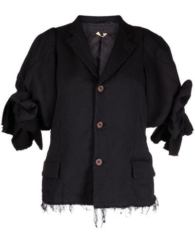 Comme des Garçons Blazer boutonné à détail de nœud - Noir