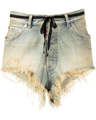 Maison Margiela Frayed Denim Shorts - Blue