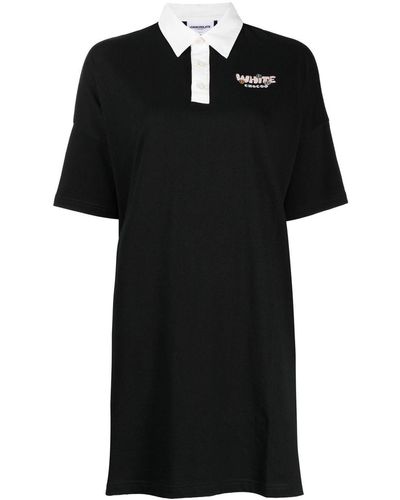 Chocoolate Embroidered-logo Polo-shirt Dress - Black