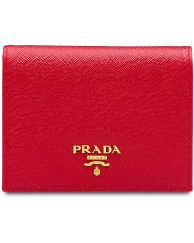 Prada Small Saffiano Leather Wallet - Red