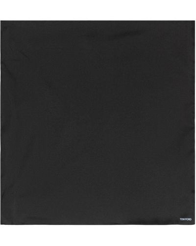 Tom Ford Silk Pocket Square Scarf - Black