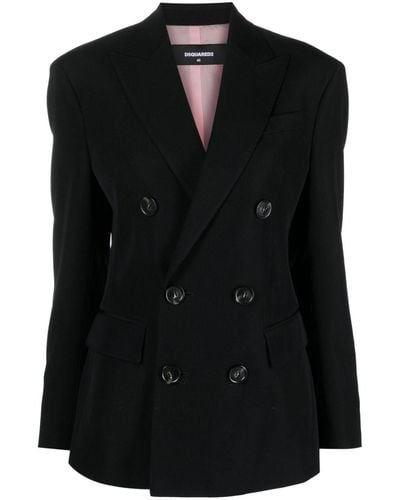 DSquared² Double-breasted Wool Blazer - Black