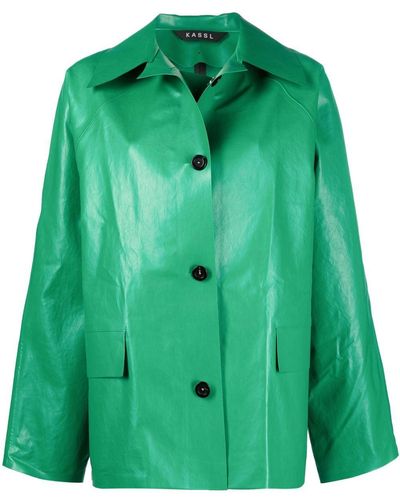 Kassl Coated Button-up Jacket - Green