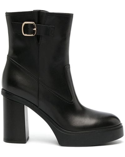 Santoni Buckle-detail 11mm Leather Boots - Black
