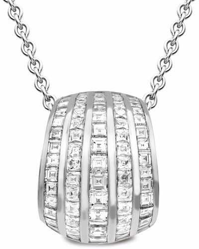 Pragnell 18kt White Gold Manhattan Five Row Diamond Pendant Necklace - Multicolor