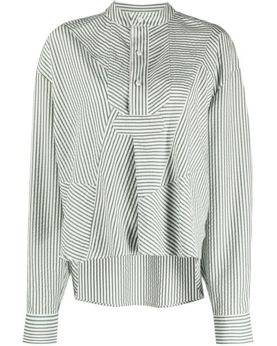 YMC Juju Stripe-print Shirt - Grey
