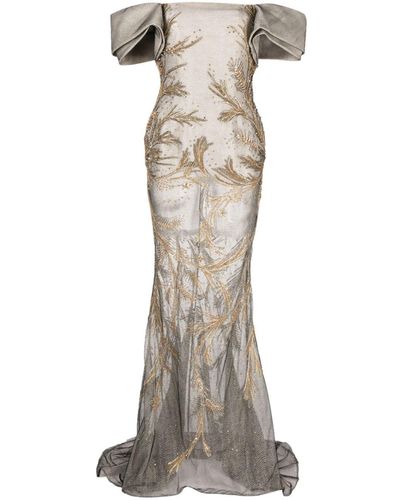 Saiid Kobeisy Beaded Strapless Mermaid Dress - White