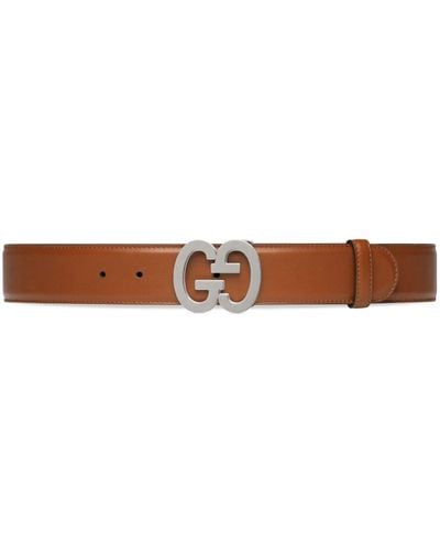 Gucci GG Buckle Leather Belt - Brown