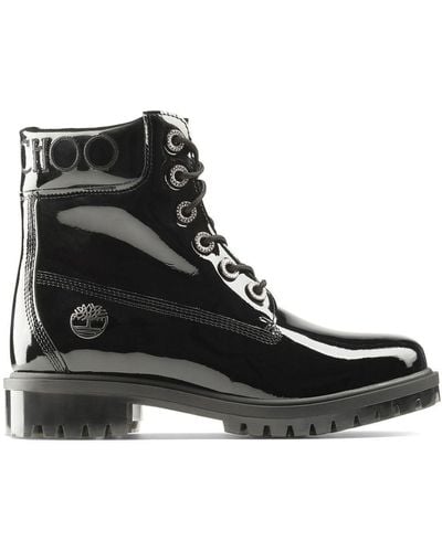 Jimmy Choo X Timberland Patent Leather Harness Boots - Black