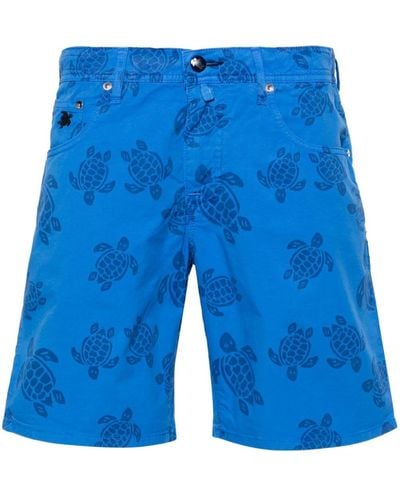 Vilebrequin All-over Logo-print Cotton Shorts - Blue