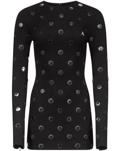 Area Polka-dot Long-sleeve Minidress - Black