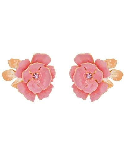 Oscar de la Renta Gardenia Enamel-detail Earrings - Pink
