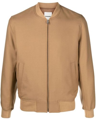 Sandro Wool-blend Bomber Jacket - Natural